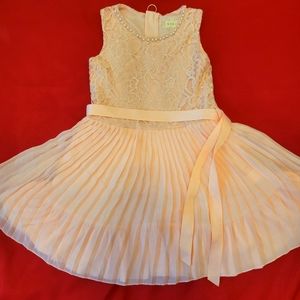 Pink Lace Top Dress w/Pearls